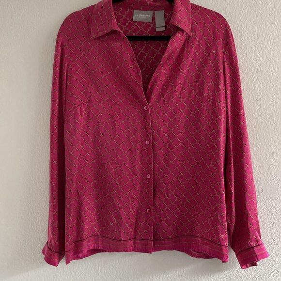 Liz Claiborne Pink Chain Pattern Long Sleeve - Picture 2 of 10